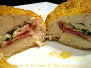 Chicken Breasts Stuffed with Ham, Spinach and Cheese