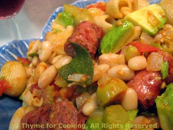 Pasta with Sausage, Sage and Avocado