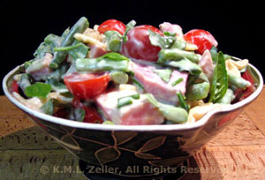 Ham, Green Bean and Cherry Tomato Pasta Salad