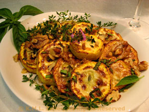 Sautéed Courgette (Zucchini) / Lemon Thyme and Walnuts